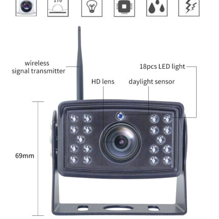 Brezžična AHD avto kamera,12/36V, PZ511-W-D